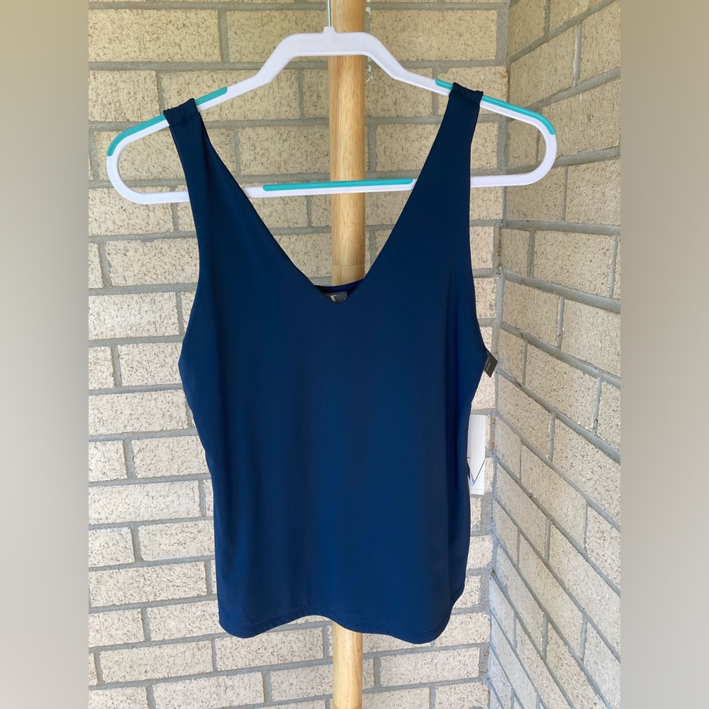 Worthington Ultra Smoothing Shaping Layering Navy Petrol Blue V Neck Tank Top - Picture 7 of 13